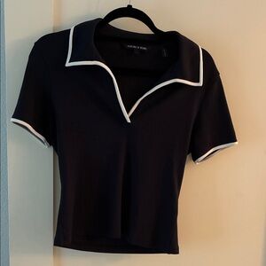 Veronica Beard Black Top with White Trim